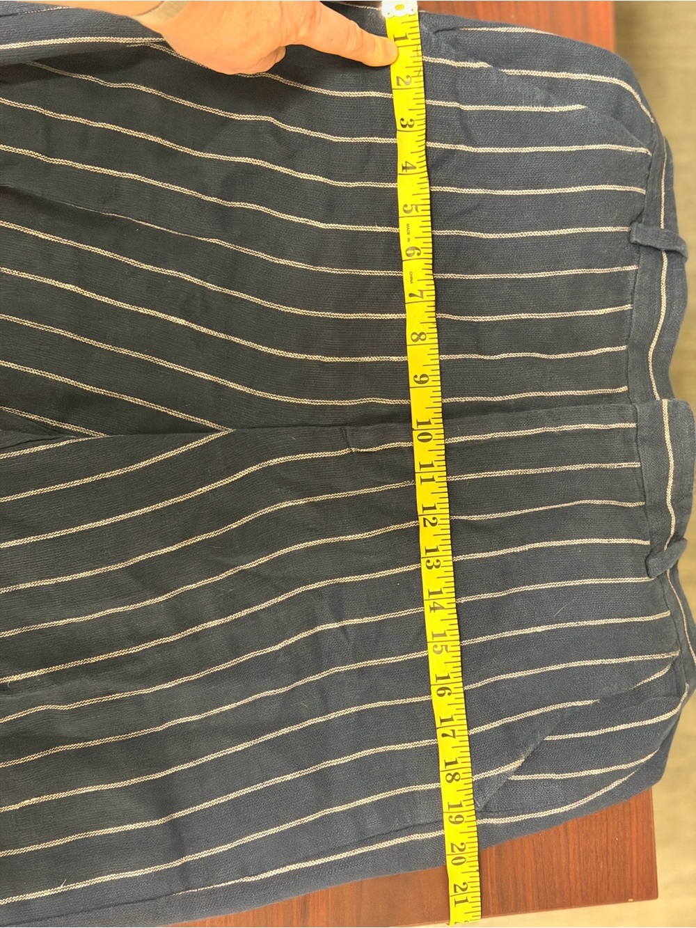 100% Linen Navy Pinstripe Linen Trousers - Picture 10 of 10